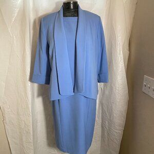 Kasper Dress Suit 2-Piece Set Womens Jacket Sz 14 & Dress 10 Sleeveless Sheath